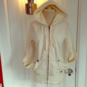 NWOT Heavy Cotton Hoodie in Cream w/ Brass Accents
